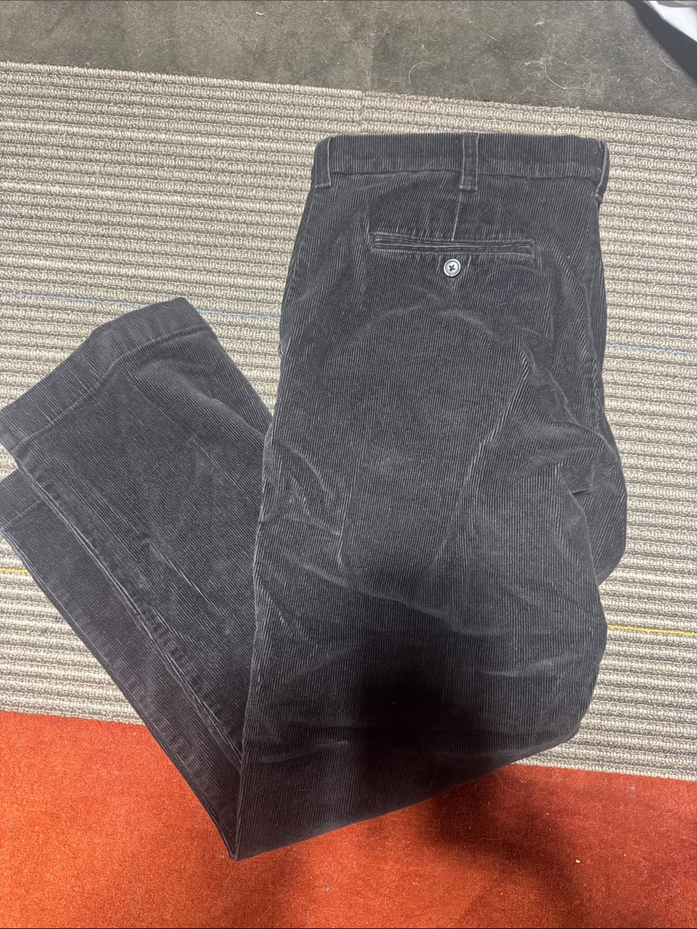 Black Corduroy Straight-Leg Pants